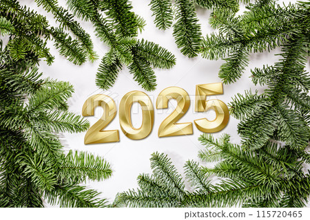 Holiday background Happy New Year 2025. 115720465