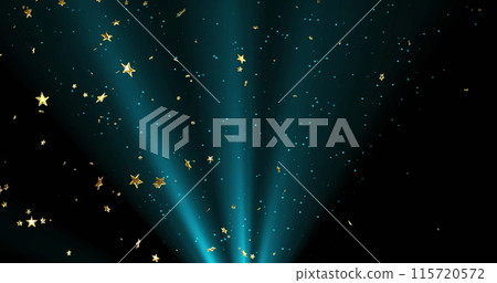 Image of christmas gold stars and snow falling 115720572