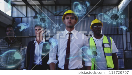 Image of data processing with scope scanning over diverse workers in warehouse 115720707