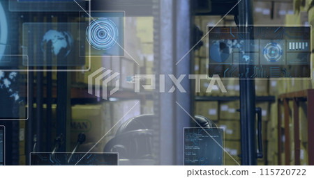 Image of data processing with scope scanning over warehouse 115720722