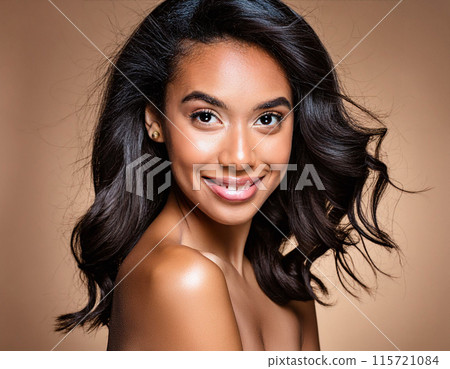 Studio Close-Up of Beautiful Woman 115721084