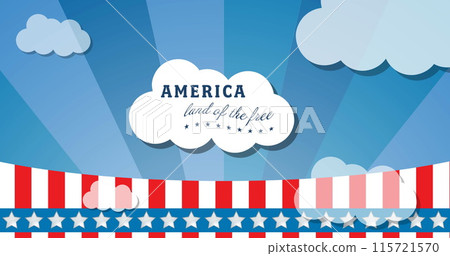 Image of america land of the free text over rocket and clouds Image of america land of the free text over rocket and clouds 115721570