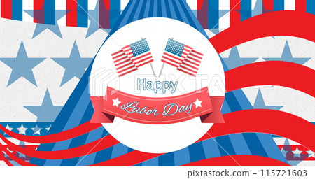 Image of happy labor day text over american flag stars and stripes Image of happy labor day text over american flag stars and stripes 115721603