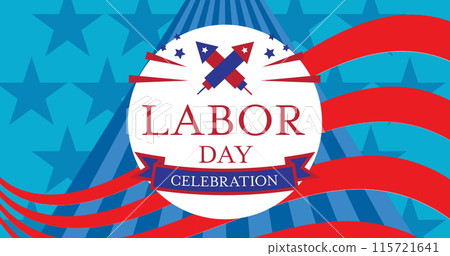 Image of labor day celebration text over american flag stars and stripes Image of labor day celebration text over american flag stars and stripes 115721641