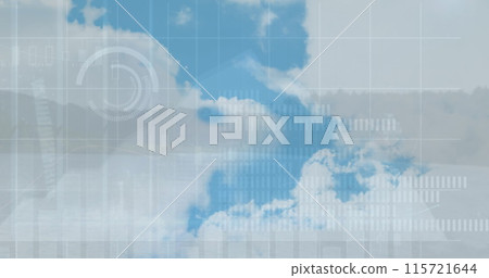 Image of financial data processing over electric cloudy sky Image of financial data processing over electric cloudy sky 115721644