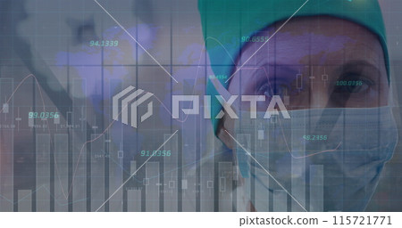 Data analysis on a senior female surgeon's portrait for medical tech. 115721771