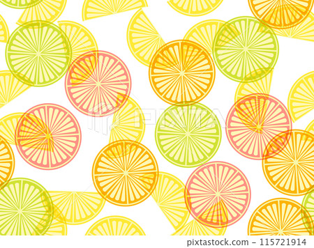Lemon slices seamless pattern. Minimalist style lemon slices in different colors Lemon slices seamless pattern. Minimalist style lemon slices in different colors 115721914