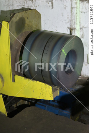 Steel coils rolled in the steel plant 115721945