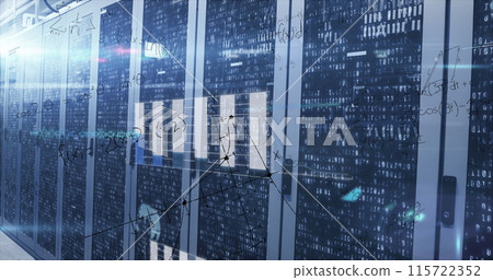 Image of data processing over server room 115722352