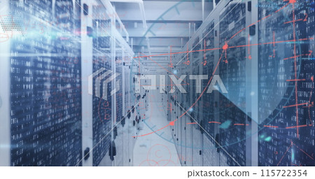 Image of data processing over server room 115722354