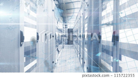 Image of data processing over server room 115722355