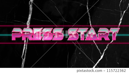 Image of press start text over shapes Image of press start text over shapes 115722362