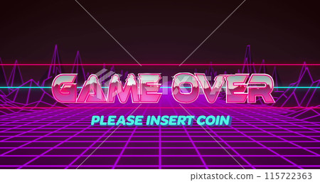 Image of game over text over mountains 115722363