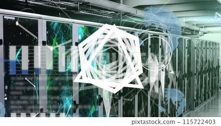 Image of statistics and data processing over computer servers 115722403