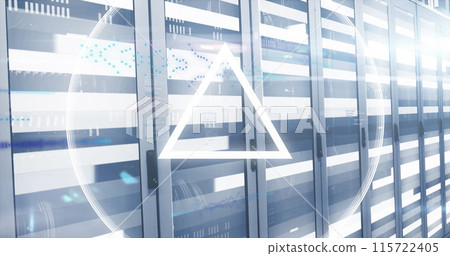 Image of triangles and circles with data processing over computer servers 115722405
