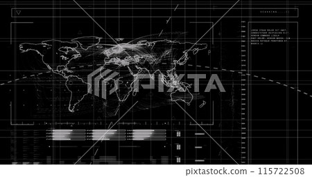 Image of data processing with mathematical equations on black background Image of data processing with mathematical equations on black background 115722508