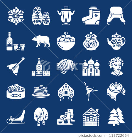 Russia traditional symbols icon set 115722664