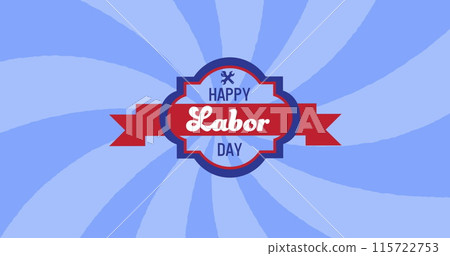 Image of labor day text over tools, red, white and blue of united states of america 115722753