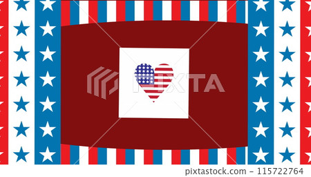 Image of heart in flag of red, white and blue of united states of america Image of heart in flag of red, white and blue of united states of america 115722764