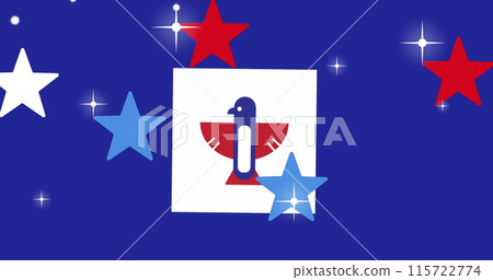 Image of stars in red, white and blue of united states of america over eagle Image of stars in red, white and blue of united states of america over eagle 115722774