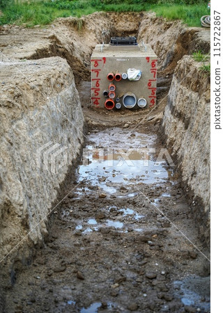 Cable/electric wire joint trench/burial work 115722867