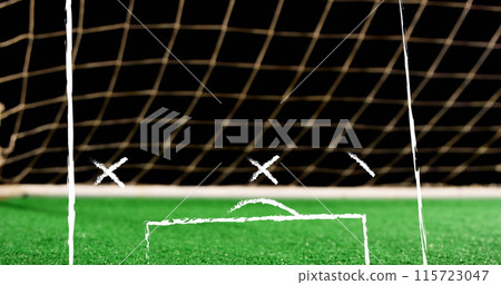 Image of football over plan of stadium Image of football over plan of stadium 115723047