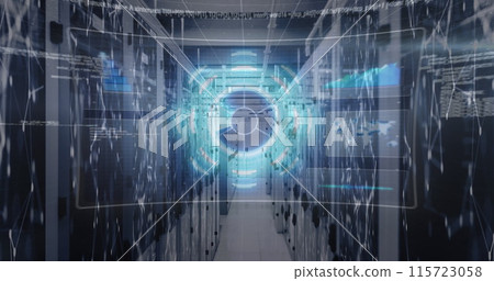 Image of data processing over server room Image of data processing over server room 115723058