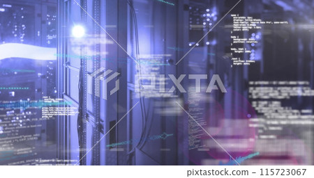 Image of data processing over server room Image of data processing over server room 115723067