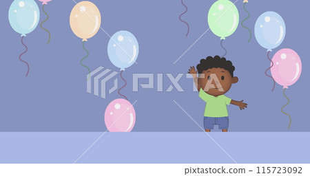 Image of schoolboy icon on purple background Image of schoolboy icon on purple background 115723092
