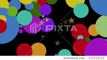 Image of spots and stars on black background 115723115