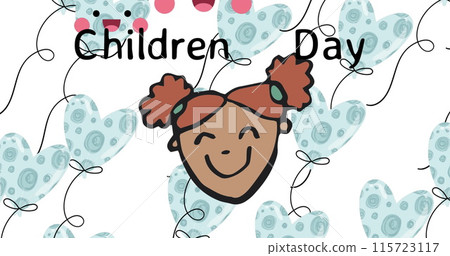 Image of children day text and girl icon on white background 115723117