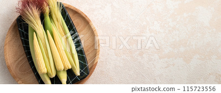 Corn tips, corn shoots, vegetables, baby corn husk 115723556