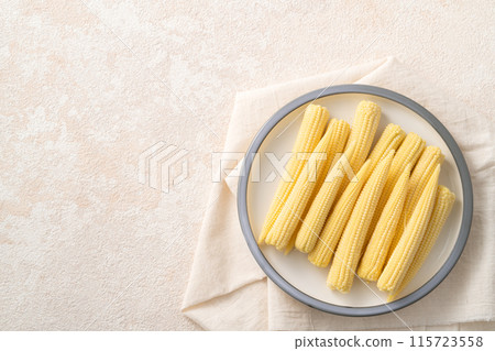Corn tips, corn shoots, vegetables, baby corn husk 115723558
