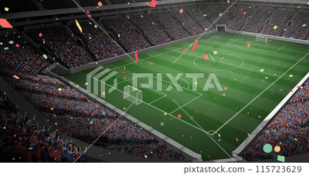 Image of confetti falling over sports stadium Image of confetti falling over sports stadium 115723629