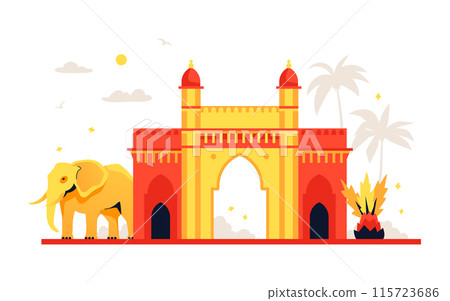Lal Qila or Red Fort - modern colored vector illustration Lal Qila or Red Fort - modern colored vector illustration 115723686