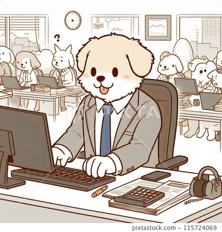 Dog Office Telework 115724069