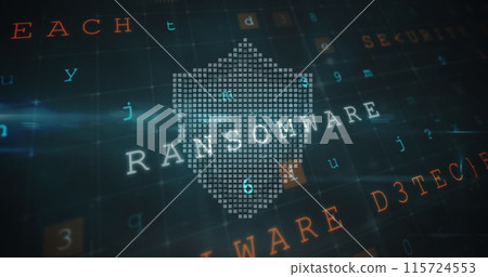 Image of cyber attack warning text, online security padlock and data processing Image of cyber attack warning text, online security padlock and data processing 115724553