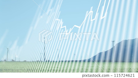 Image of data processing over wind turbines Image of data processing over wind turbines 115724621