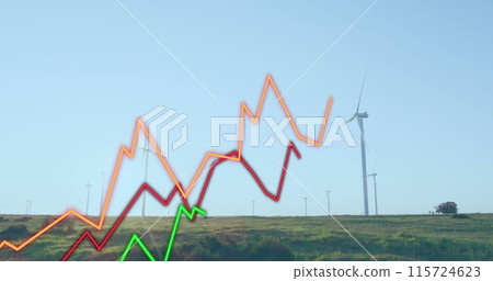 Image of data processing over wind turbines Image of data processing over wind turbines 115724623