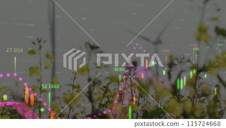 Image of data processing over wind turbines Image of data processing over wind turbines 115724668