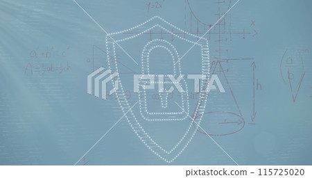 Image of padlock over data processing over over at padlock and microprocessor padlock Image of padlock over data processing over over at padlock and microprocessor padlock 115725020