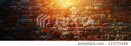 Sunlit brick wall background with copyspace. Sunlit brick wall background with copyspace. 115725488