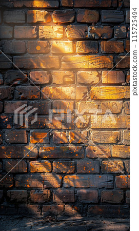 Sunlit brick wall background with copyspace. Sunlit brick wall background with copyspace. 115725494