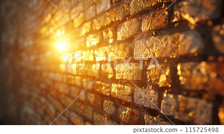 Sunlit brick wall background with copyspace. 115725498