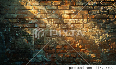 Sunlit brick wall background with copyspace. Sunlit brick wall background with copyspace. 115725500