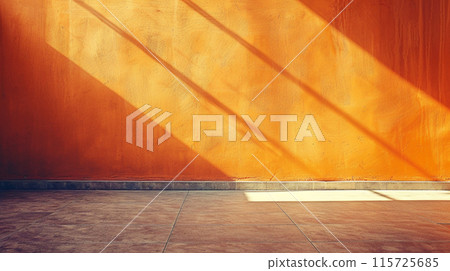 sunlit modern wall background with copyspace for your design. 115725685