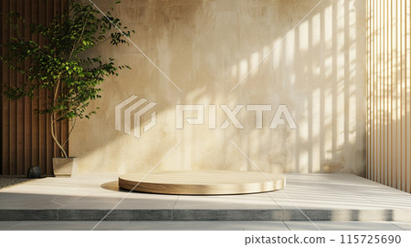 sunlit modern wall background with copyspace for your design. 115725690