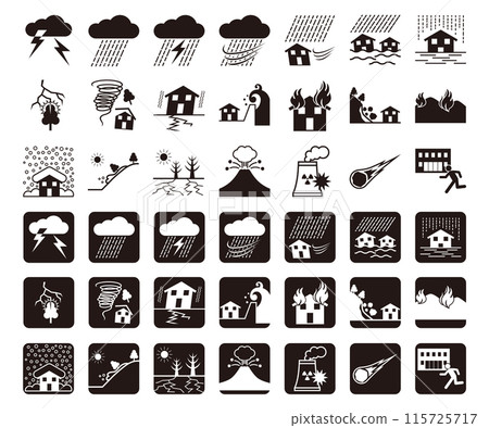 Disaster icon set Disaster icon set 115725717