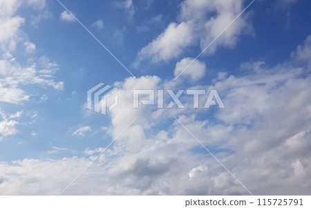 Summer blue sky and white clouds on a sunny day, heaven background 115725791