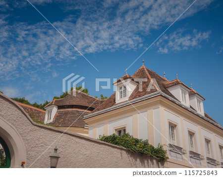 summer trip around Vienna, Austria. Modling district - countryside with cozy houses summer trip around Vienna, Austria. Modling district - countryside with cozy houses 115725843